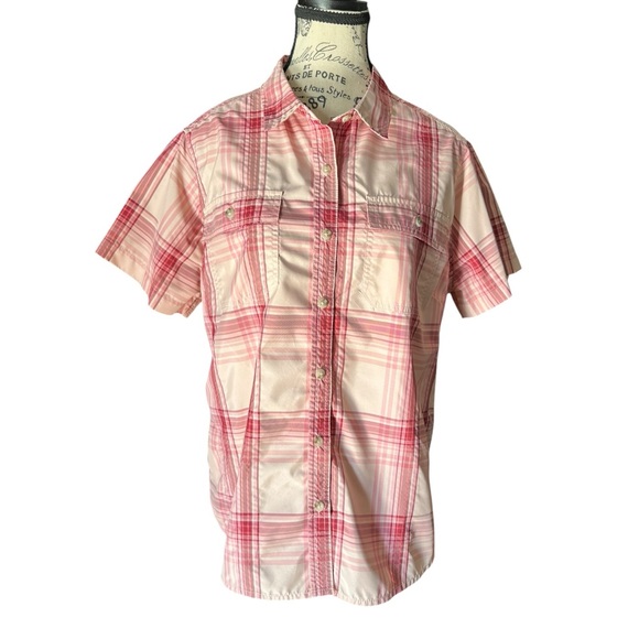Eddie Bauer Pink Plaid Button Down Shirt - Picture 2 of 13